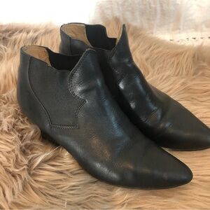 Acne Studios Alma Mid Heel Pull On Leather Ankle Boots in Black 39